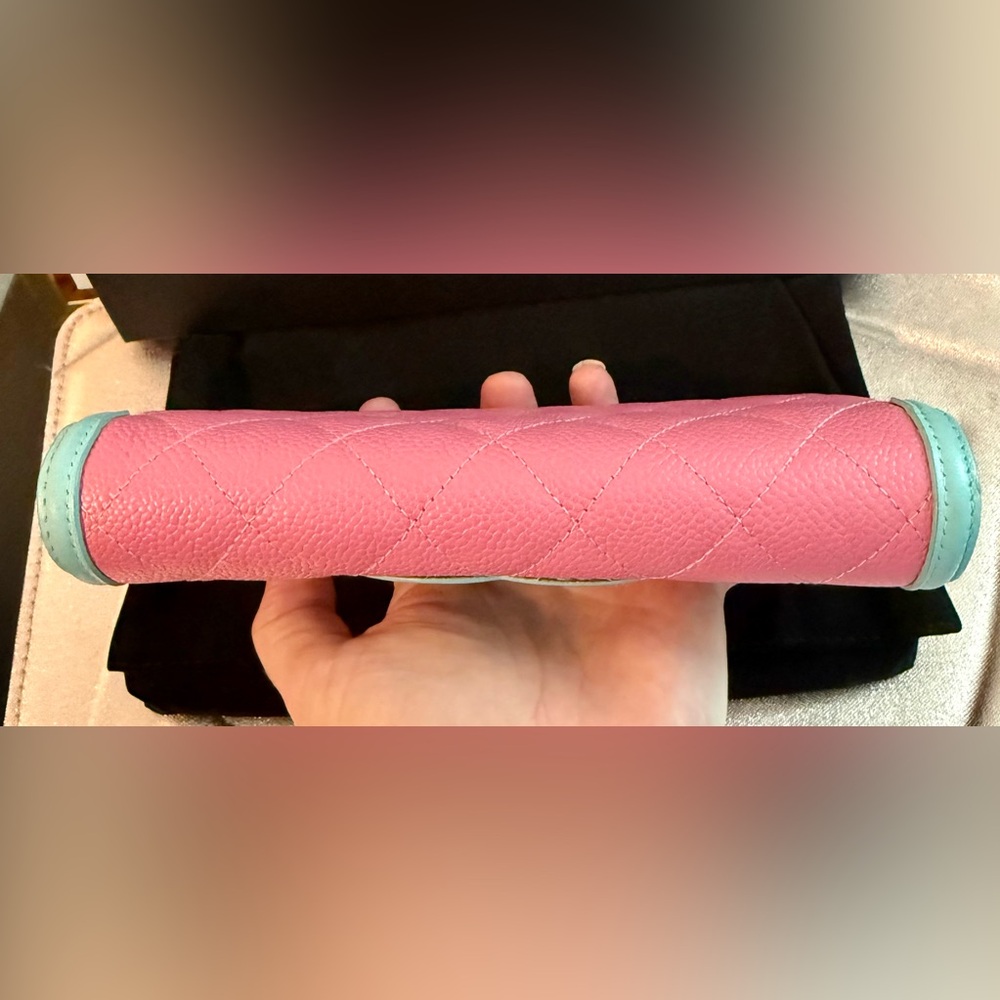 Chanel Pink and Mint Quilted caviar long Wallet full inclusion with COA! - Picture 5 of 12